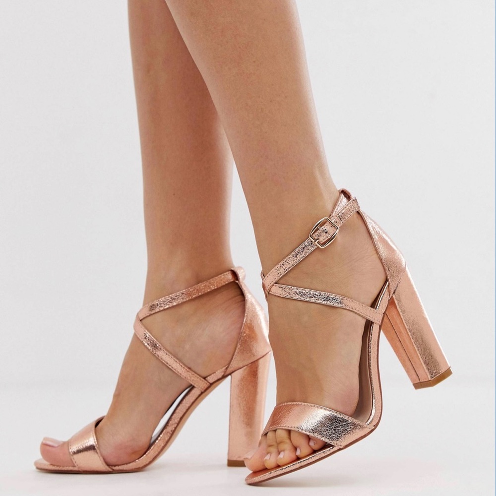 Glamorous WideFit cross strap sandal rose gold sz9